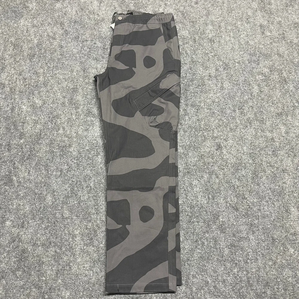 Jordan Pants Mens Medium Charcoal Gray Camo Essentials Cargo Drawstrings Outdoor